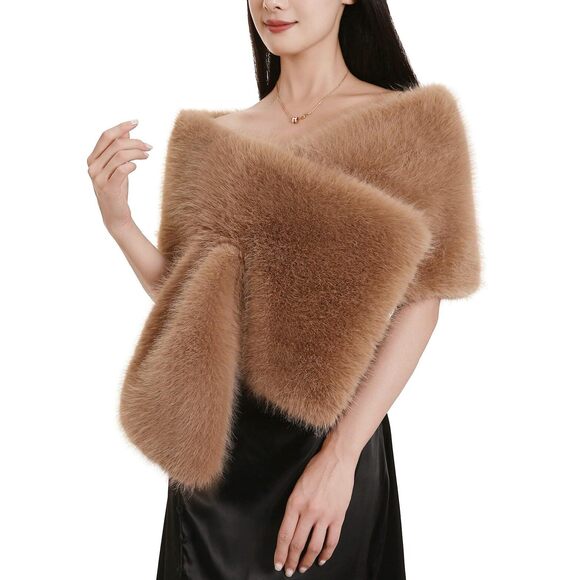 9113 Women\'s Extra Large Faux Fur Shawl Wraps Stole Cloak Coat Sweater Cape
